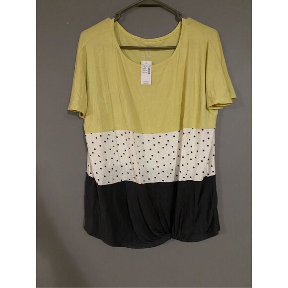 Maurice’s 24/7 Colorblock Knot Front Detail Short Sleeve Alexander Shirt M - Picture 4 of 8